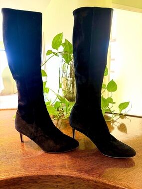 Cole Haan Black Suede Boots with Low Heel